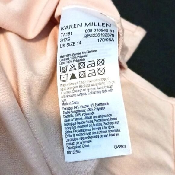 Karen Millen Blush Pink Sleeveless Scalloped Lace Neckline Blouse Size 10 Top - Picture 8 of 11